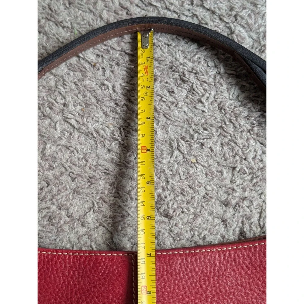Dooney & Bourke, Red Pebbled Leather Hobo Bag, Slouchy, Brown Braided Strap
